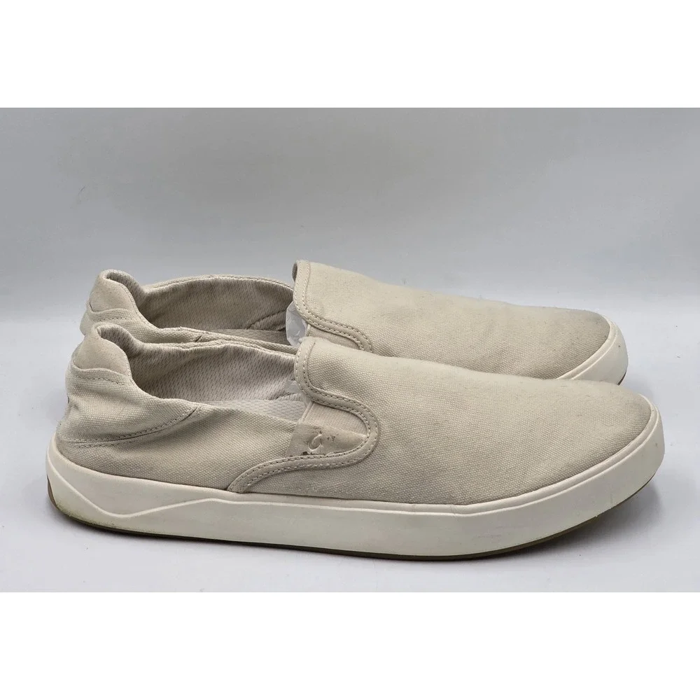 OluKai Canvas Slip On Sneakers Cream Off White Men's Size 12